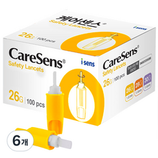 케어센스 일회용 멸균 자동 랜싯 26G 1.6mm, 100개입, 6개