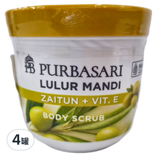 Purbasari 身體磨砂膏 橄欖 200g*4罐組-峇里島SPA級呵護，深層滋潤，去除老廢角質, 4罐