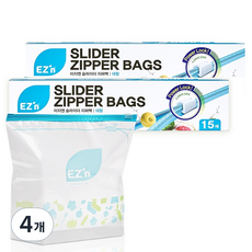 EZn이지엔 슬라이더 지퍼백, 대(L), 15개입, 4개