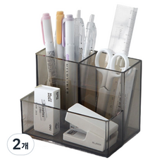 코레시스 다용도 연필꽂이 책상 오거나이저, 투명그레이, 2개