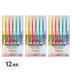 Lineplus 彈性體彈力螢光筆 柔和6色組, 柔和黃, 柔和橘, 柔和粉, 柔和綠, 柔和藍, 柔和紫, 12套