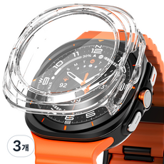 누아트 갤럭시워치 하드 케이스 풀커버 액정보호 강화유리 47mm 1개입, 투명, 3개
