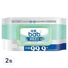 bab 培寶 酒精濕巾 70張/包 超厚型珍珠紋 食品級酒精 EDI超純水 有效抗菌, 1入, 2包