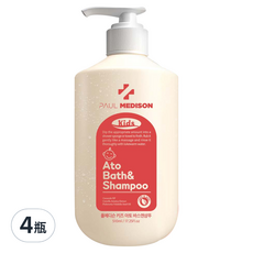 PAUL MEDISON Kids Ato 弱酸性二合一洗髮沐浴乳 嬰兒爽身粉香 510ml, 4瓶