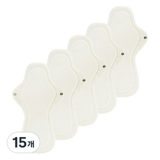 eechae 花朵翅膀型棉質衛生棉 象牙白, 15個, 1入, 夜用