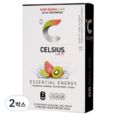 CELSIUS LIVE FIT On The Go維他命Zero能量飲料粉 Booster 奇異果番石榴萊姆口味, 2盒, 45g