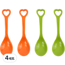 kitchen U 愛心湯匙 2款 2入組, 橘色 + 綠色, 4套