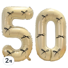 문구담 생일 기념일 이벤트 장식 대형 숫자풍선 50, 크림, 2개