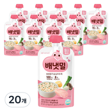 배냇밀 후기 찹쌀 닭가슴살 부추죽, 100g, 20개, 혼합맛(닭가슴살/찹쌀/부추)