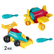 에브리굿 DIY 공구 2in1 비행기 앤 차 조립 장난감 세트, 2세트, 혼합색상