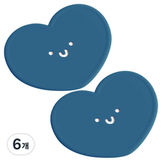 에이드엘 펀칭하트 실리콘 컵받침, 터키블루, 6개