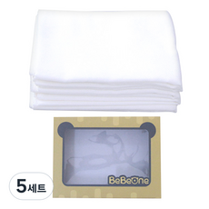 bebeone 布尿布兼多用途毛巾組 盒裝, 奶油白, 5套