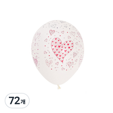 셈퍼텍스 하트앤에로우 화이트 30cm 풍선, 혼합색상, 72개