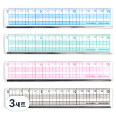 모닝글로리 컬러 커팅 방안자 15cm 4종 세트, 블루, 그린, 핑크, 블랙, 3세트