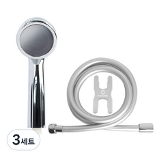 홈다움 폭풍수압상승 샤워기 + 안꼬이는 말랑이 PVC 샤워호스 1.5m, 3개