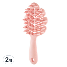 Monglico 葉子形狀每日頭皮按摩梳, 2個, 粉紅色