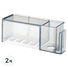 Block Mart 免鑽孔牙刷牙膏架 type2, 2個, 透明灰色