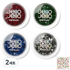 젤로젤로 플래시팡 별 글리터 4종 세트 + 네일 스티커, (GL020 레드번, GL021그린라이트, GL022 포니블루, GL023 플래시실버)글리터, 2세트