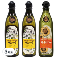 백설 카놀라유 2p + 해바라기유, 900ml, 3세트