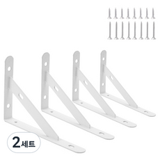 轉角角鐵 三角支架 4入 + 螺絲 16入 組 200mm, 2套, 白色