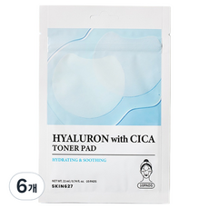 스킨627 히알루론 위드 시카 토너 패드 22ml, 6개, 10매입