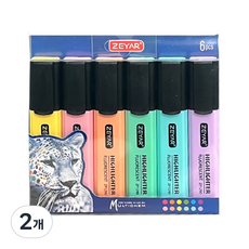 ZEYAR Dong-A PMS 扁平桿螢光筆 6色, 粉彩色, 2個