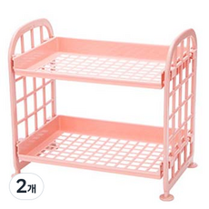 알포유 데스크탑 2단 접이식 수납랙, 2개, 1번 핑크