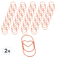 마켓감성 다양한 모양 클립 하트 로즈골드, 50개입, 2개