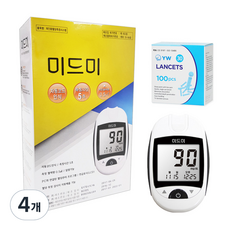 미드미 자동코드인식 혈당측정기 + YW 일회용 란셋 30G 100p, 4개