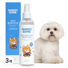 쉬즈곤 올인원 강아지 저자극 보습 미스트 베이비파우더향, 200ml, 1개입, 3개