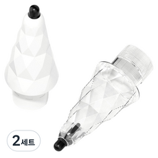 지니비 사각사각 흑탄 펜촉 HB 연필질감 애플펜슬 호환 펜촉 2종 세트, 화이트, 클리어, 2세트