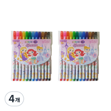 韓國 hM PLUS 迪士尼公主 小美人魚 樂佩 仙杜瑞拉 12色簽字筆, 混合色, 4個