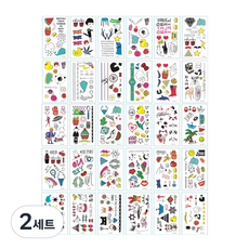 Cinnamon Girl兒童用彩色紋身貼紙 30種 30個入組, 2套, J-多彩