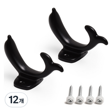 손잡이세상 돌고개 옷걸이 다용도걸이, 블랙, 12개