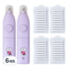 전동 지우개 2p + 리필 지우개 40p, 보라, 6세트