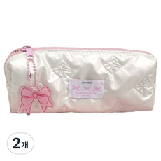 CASHCOO 閃亮蝴蝶結鉛筆盒, 白色, 2個