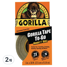 GORILLA 黑色便攜捲筒膠帶 2.5cm x 9.14m, 2個