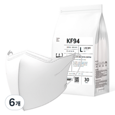 다나마스크 다나 오브 뷰티라인 새부리형 마스크 대형 KF94, 30개입, 6개, NO 1 블랑 화이트