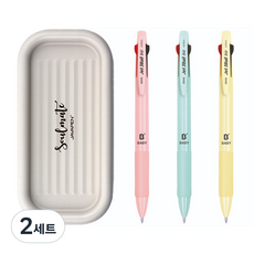 자바펜 제트3볼 비즈 베이비 볼펜 0.5mm 3종 + 소울메이트 펜트레이 랜덤발송 세트, 민트, 옐로우, 피치, 2세트