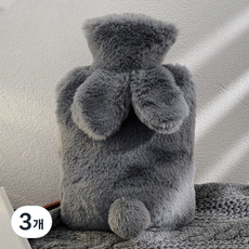 생활애찬 토끼 보온 물주머니 찜질 핫팩 다크그레이 1000ml, 3개