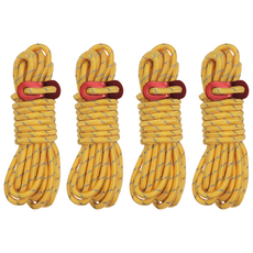 DIBOTE 迪伯特 野營露營反光營繩 附營繩片 4個 W3006-64-Y 4條, 黃色