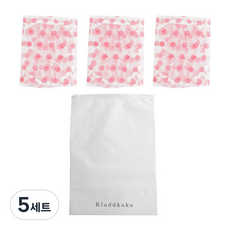 클라드카카 방수 도트 샤워 헤어캡 3p + 휴대용 방수파우치 세트, 핑크, 5세트