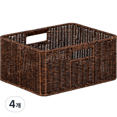 하우스레시피 PP라탄 직사각 바스켓, 다크브라운, 4개