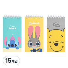 디즈니 캐릭터 기자 수첩 40매, 혼합색상, 15개입