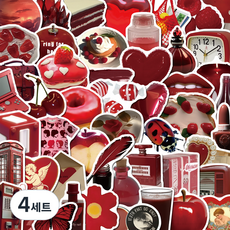 다다랜드 맥북 캐리어 꾸미기 감성 스티커 50p 세트, 체리, 4세트