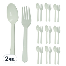 투고팩 위생 개별포장 일회용 숟가락 + 포크 세트 백색, 10개입, 2세트