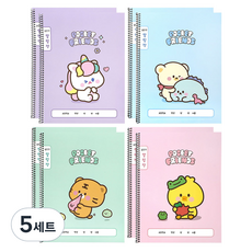 핑크풋 1500 쪼꼬미 친구들 알림장 4종 x 2p 세트, 퍼플, 민트, 핑크, 블루, 5세트