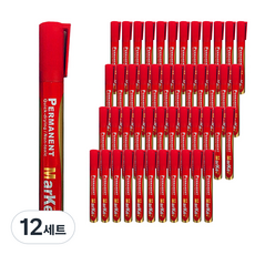 블루마토 TL 유성매직 12p, OMP003 빨강, 12세트