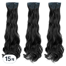 Nalli Sisters 自然波浪髮片 接髮片 60cm, 自然黑, 15個
