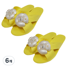 Eva 女士花朵客廳鞋, 黃色, 6個